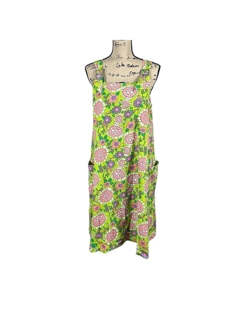 Vintage 60’s 70’s Retro Vibrant Floral Buckle Strap Dress Size L